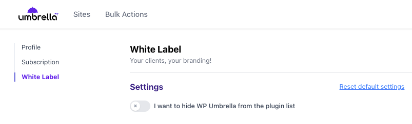 WP Umbrella's white label option